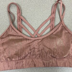 JoyLab Pink and Gold Strappy Sports Bra